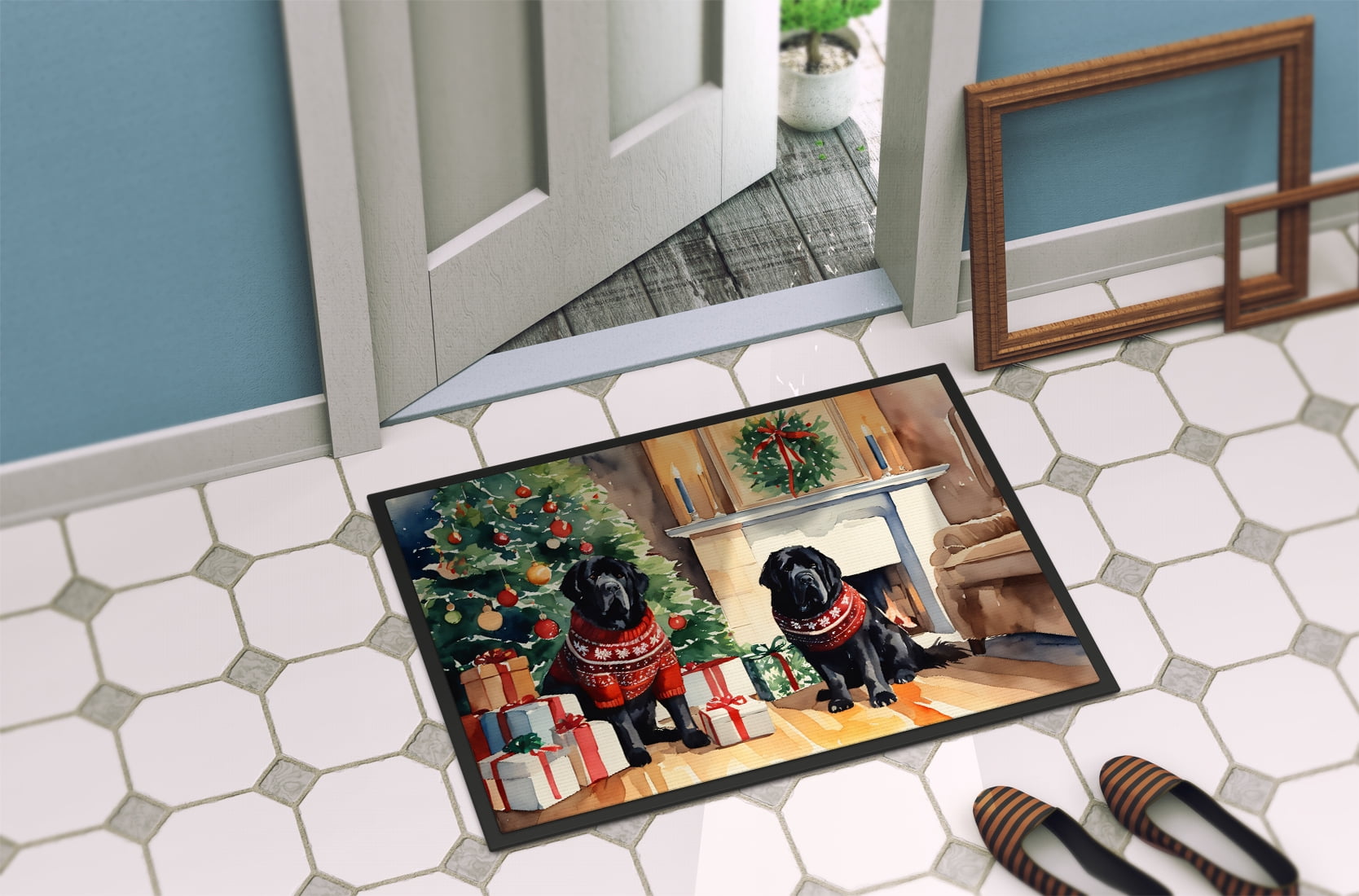 Carolines Treasures DAC2756MAT 0.15 x 18 x 27 in. Tibetan Mastiff Cozy Christmas Doormat