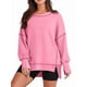 thumbnail image 1 of Sudadera Informal de Cuello Redondo para Mujer, de Larga, Holgada, , con Costuras en Contraste, para Otoño. Rosa M, 1 of 8