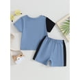 thumbnail image 5 of Musuos Toddler Boys Summer Outfits 1-4T Contrast Color Short Sleeve Pocket T-Shirts Tops and Elastic Waist Shorts 2Pcs Clothes Set, 5 of 9