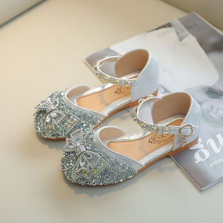 

Loopsun Girl s Sandals Toddler Shoes Baby Girls Cute Fashion Pearl Bow Sequins Non-slip Small Leather Princess Shoes Birthday Gifts for Girls Boys Children