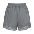 thumbnail image 4 of Womens Casual Shorts Wide Leg Bermuda Shorts Elastic High Waist Lace Trim Summer Beach Shorts with Pocktes, S, 4 of 7