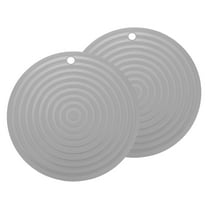 2Pcs Silicone Trivets Mats for Hot Pots and Pans, 9" Round Hot Pot Holders with Hang Hole for Pots & Hot Dish(Grey)