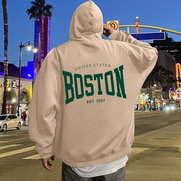 WILLBEST Sudadera con Capucha y Estampado De Letras para Hombre, Estilo Cómodo y Uso Diario Mediana