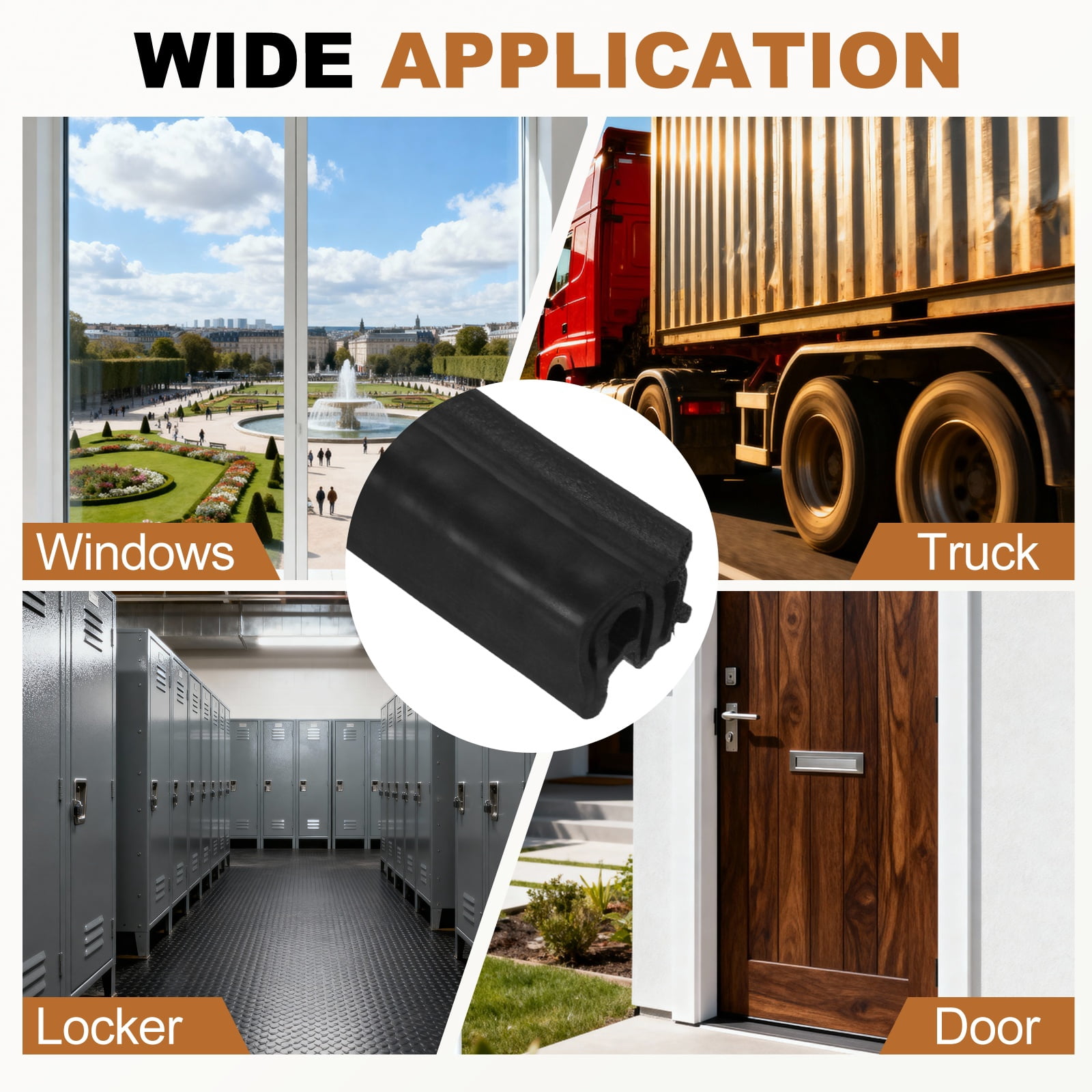 Door Weather Stripping 6.5FT, 13mm W x 12mm H EPDM Car Door Rubber Edge Trim Seal Strip Gasket with Side Bulb Fit 0.5mm to 2.5mm Edge for Electrical Cabinet Car Boat Truck, Black