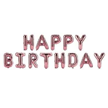 16 Inch Pink Foil Happy Birthday Banner, Reusable Letters, Eco-Friendly, Pack of 1,