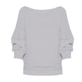 thumbnail image 6 of Baqcunre Long Sleeve T Shirt Women's Spring And Autumn Leisure Off Shoulder Long Sleeve Collar High Waist Collar T Shirt Top Pullover Sweater Crewneck Sweatshirts Womens Fall Tops Grey M, 6 of 6