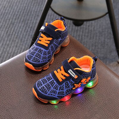 Zapatos informales de verano de dibujos animados de Disney para niños, zapatos deportivos para niños, zapatos con luz led, zapatos de red para niñas, 21 plantillas de 13,5 cm Gao Jinjia LED