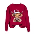 thumbnail image 4 of Chandail en Molleton Décontracté à Manches Longues pour Femmes, Imprimé Vache Western de Noël, 4 of 4