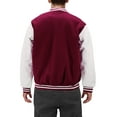 thumbnail image 2 of Men's Classic Two Tone Snap Button College Sports Letterman Varsity Jacket (Burgundy/White, M), 2 of 3