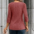thumbnail image 4 of BLVB 3/4 Sleeve Tops for Women Crewneck Ribbed Knit Lightweight Sweaters Pullover Casual Fall Fashion Tunic Blouses, 4 of 6
