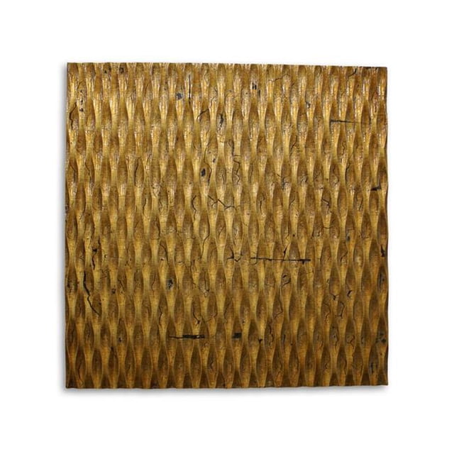 HomeRoots Furniture 274797 36 x 36 in. Metallic Ridge Gold Wall Art