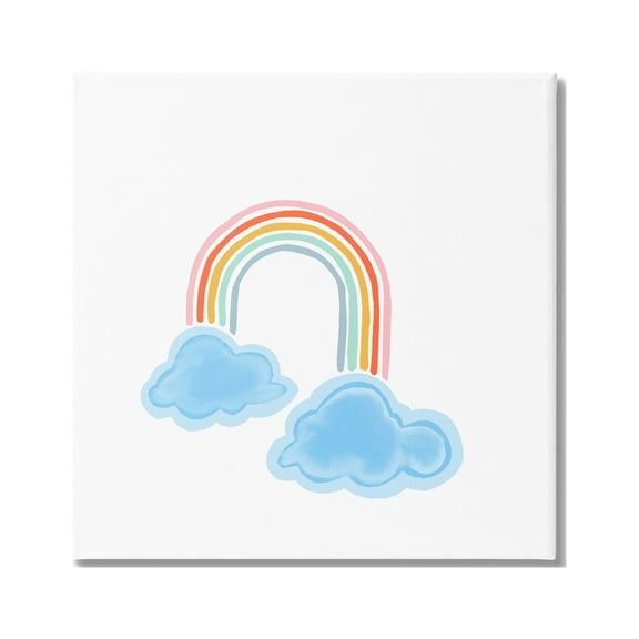 Stupell Industries Whimsical Rainbow with Clouds Landscape Painting Gallery Wrapped Canvas Art Print Wall Art, 30 x 30
