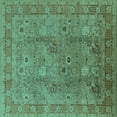 thumbnail image 1 of Ahgly Company Indoor Square Oriental Turquoise Blue Industrial Area Rugs, 3' Square, 1 of 4