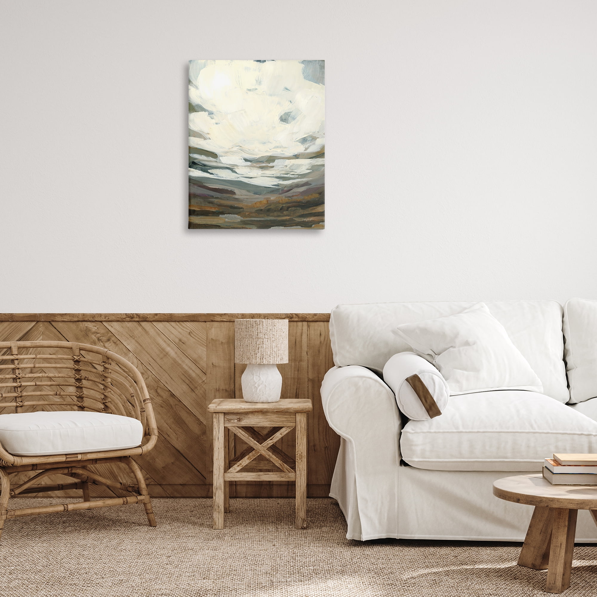 Stupell Industries Cloudy Abstract View Landscape Painting Gallery Wrapped Canvas Art Print Wall Art, 24 x 30