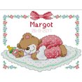 thumbnail image 4 of (C727) Hilo Algodón Ecológico Bordado No Manchú 14CT 2 Hebras Tela Blanca 25*20 Cm Oso Durmiente Bebé (rosa) Kit Serie Dibujos Animados Punto Cruz (borde Gancho), 4 of 9