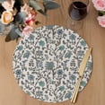thumbnail image 3 of Teal Green Leaf Round 13 Inch Placemats Set of 8, Vintage Farmhouse Boho Pastoral Tribal HeatResistant Non Slip Place Mats for Dining Table, Wipeable Braided Kitchen Table Mats for Housewarming, 3 of 9