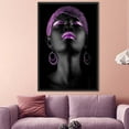 thumbnail image 3 of Purple Lip Canvas Art, Black Girl Art Canvas, African Woman Wall Decor, Shimmery Art, Ethnic Artwork, Trendy Poster, African Art Canvas, Canvas Wall Decor - White Framed, 3 of 5
