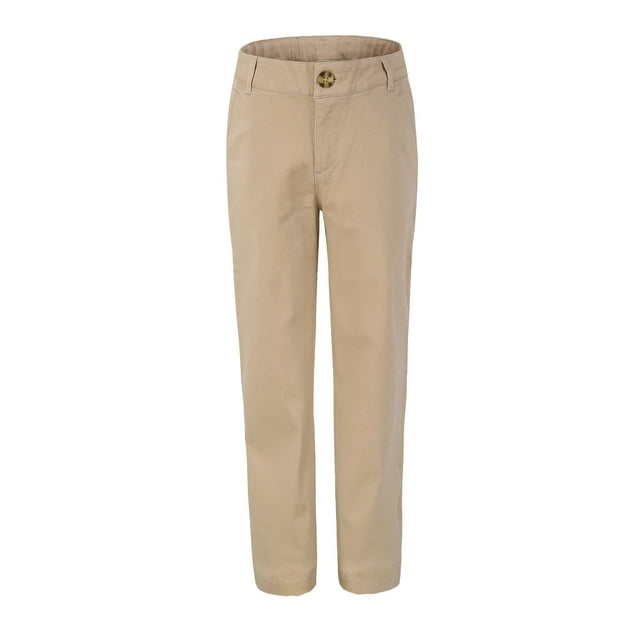 Bienzoe Pantalon d'Uniforme Scolaire Ajustable en Coton pour Fille, Kaki 16