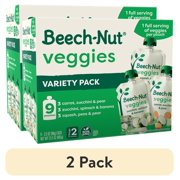 (2 pack) Beech-Nut Veggies Stage 2 Baby Food Variety Pack, 3.5 oz Pouch (9 Pack)