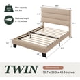 thumbnail image 3 of Amolife Twin Bed Frame, Platform Bed Frame with Fabric Upholstered Slat Headboard, Beige, 3 of 7
