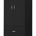 thumbnail image 5 of Bedroom Dressers Armoire 70H", Double Door Cabinet, Two Drawers, Metal Handles, Rod, Black,Chests For Bedroom, 5 of 6