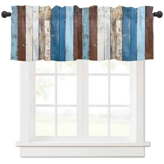 Colorful Wooden Valances for Windows Farmhouse Kitchen Curtains Valances Rod Pocket Valance Curtains for Kitchen Windows Vintage Farmhouse Wood Window Valances for Bathroom Bedroom 42"x18"