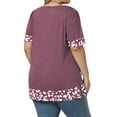 thumbnail image 2 of Womens Plus Size Tops Summer Casual Color Block Cow Print Loose Fit Short Sleeve Shirts Wine Red 4X, 2 of 5