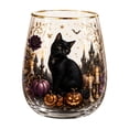 thumbnail image 2 of Halloween Decor, Halloween Drinking Glasses, Halloween Icon Glasses, Glass Pumpkin Themed Black Cat Stemless Cup, 2.72X4.21 in Gold Rimmed Clear Tumbler for Seasonal Party Use, 2 of 6