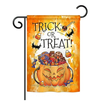 Treats Garden Flag (Breeze Decor - Trick or Treat Candys Fall - Seasonal Halloween Impressions Decorative Vertical Garden Flag 13