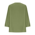 thumbnail image 6 of Penkiiy Women's 3/4 Sleeve Lace Trim Blouse - Breathable Cotton Linen Casual Top, Spring Summer Fashion, Boho Chic & Versatile Styling 2XL Green, 6 of 6