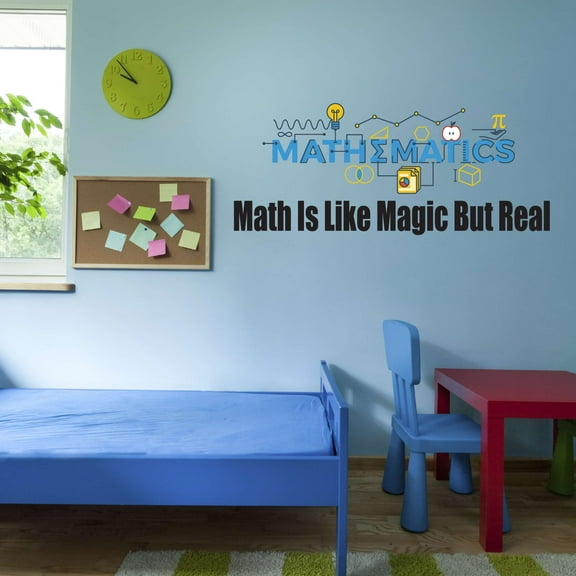 Math Is Like Magic But True Growth Stem Science Technology Engineering Lab Study Experiments Atoms Microscope Scienctist Algebra Geometry Holiday Decorating Wall Decal Sticker - Size: 20 In X 8 In