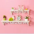 Estink Decorative Floating Wall Shelves, Small White Wood Carved, Wall