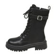 thumbnail image 2 of Bnwani Women Low Heel Boots Shoe Fashion Toe Zipper Chunky Mid-Calf Casual Solid Boot Black Size 5.5, 2 of 9