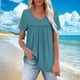thumbnail image 1 of mfyjkho Tops Casuales Para Mujer, Suéter De Cuello En V De Manga Corta Plisado De Color Liso Para Mujer A La Moda Tops Para Salir Para Mujer L, 1 of 6