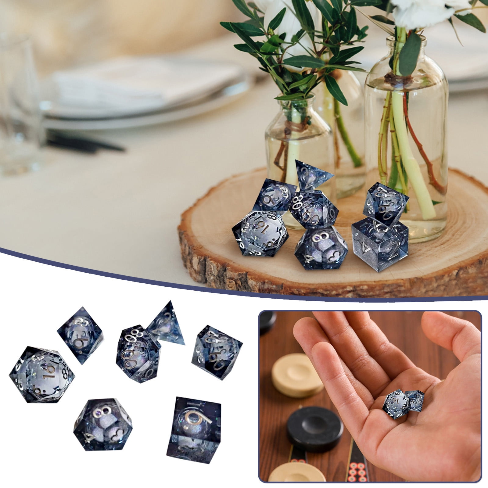 Home Decorations Indoor Winter Souls Liquid Core Sharp Edge Resin  Polyhedral Dice Set Perfect Gift For Game Lover - Walmart.com