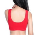 thumbnail image 3 of Workout Bra Women Fashion No Underwire Wireless Yoga Sports Bra V-Neck Back-Smoothing Bra Feature Hook and Eye Closure Longline Bra Style Y-180 , Red L, 3 of 5