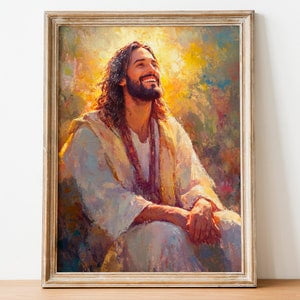 Kiloa Laughing Christ Portrait: Christian Wall Art, 8x12 UNFRAMED