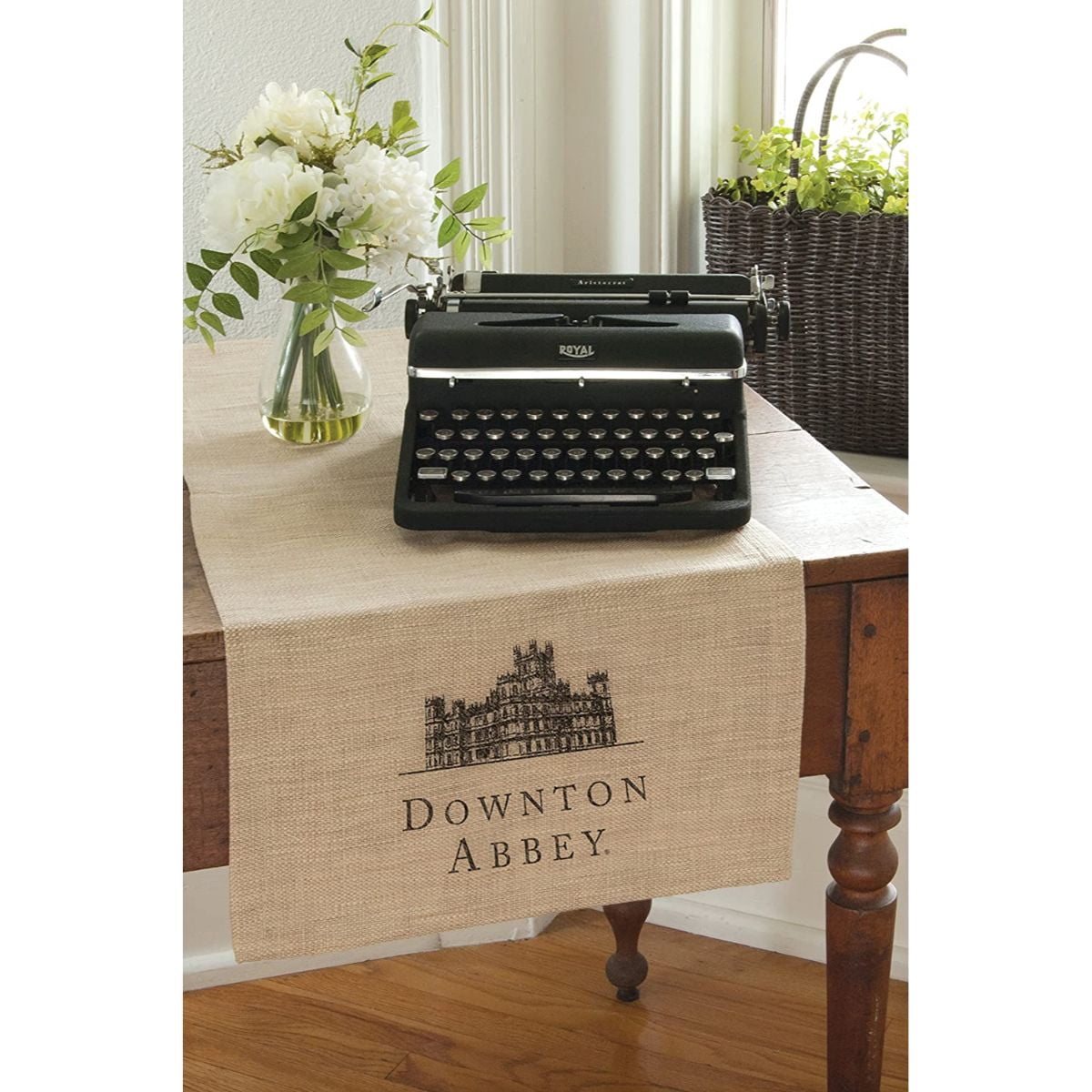 60" Beige and Black 'Downton Abbey' Castle Christmas Table Runner