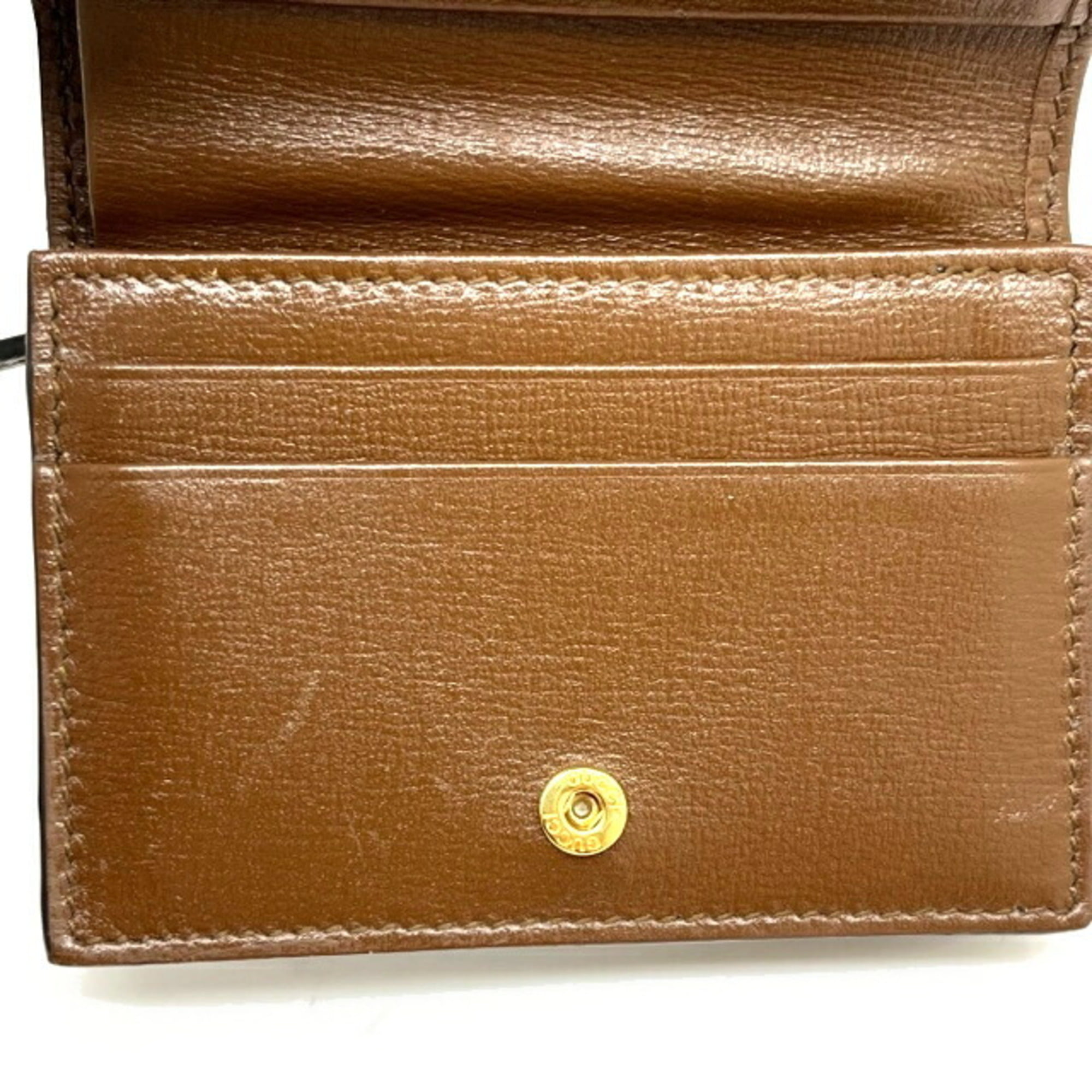 used GUCCI GG Supreme Tiger Bi-Fold Wallet 473954 Brown Yellow
