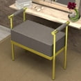 thumbnail image 4 of Modern Upholstered Bench Seat with Gold Frame,Ottoman Bench with Armrests, Entryway Bench Living Room Foot Rest Stool,Footrest Foot Stool with Sturdy Metal Frame, 4 of 8