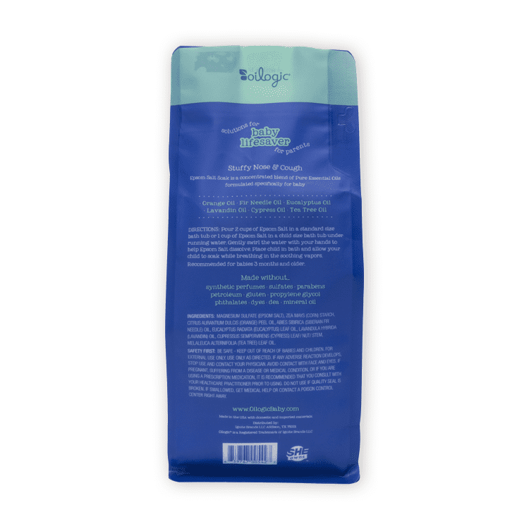 (2 pack) Oilogic Stuffy Nose & Cough Baby Essential Oil Epsom Soak, 2 lbs