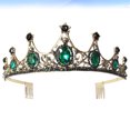 thumbnail image 3 of Masteelf 2pcs Exquisite Rhinestone Crown Wedding Bride Headdress Elegant Headwear Photography Props Party Hair Accessories for Women Female (Green and Golden), 3 of 8