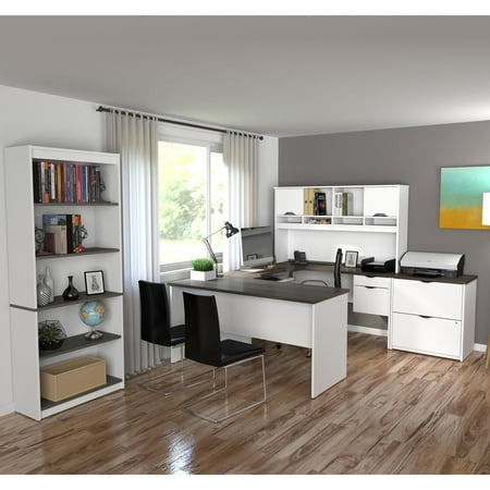 Innova U Shaped Desk With Accessories In White And Antigua