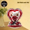 thumbnail image 4 of Winged Bear Love Heart Valentine's Plush White Teddy Red Rose 2D Flat Decor Cute Romantic Gift for Valentine's Day Celebration​, 4 of 5