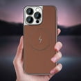 thumbnail image 6 of ELEHOLD for iPhone 13 Pro Leather Magnetic Case Compatible with Mag Safe All-inclusive Lens Protection Matte Metal Bumper Frame Slim Fit Lightweight Anti-Scratch Protective Case,Winered, 6 of 9