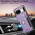 thumbnail image 2 of ShellTech Case for Google Pixel 8,Magnetic Leather Card Holder Wallet RFID-Blocking Case Shockproof TPU Ring Holder Kicsktand Cover with Wrist Strap,Purple, 2 of 7