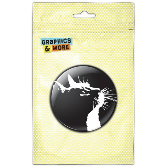Cat Silhouette Black White Refrigerator Button Magnet