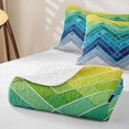 thumbnail image 4 of Castle Fairy Mid Century Chevron Bed Spread Queen 3pcs,Abstract Gradient Mosaic Queen Coverlet Set,Teal Lime White,1 Quilt and 2 Pillowcases, 4 of 7