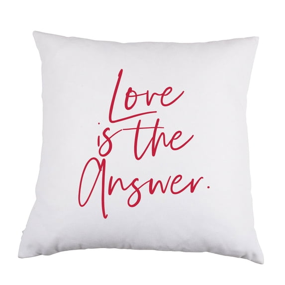 Love is the Answer White Satin Throw Pillow 16 inch Square with Insert Included