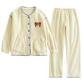 thumbnail image 1 of Teissuly Pyjama pour Femme Hiver Col Rond Mignon en Peluche Corail Maison avec Poches Ensemble Peluche Grande Taille Ensemble de Nuit, 1 of 8